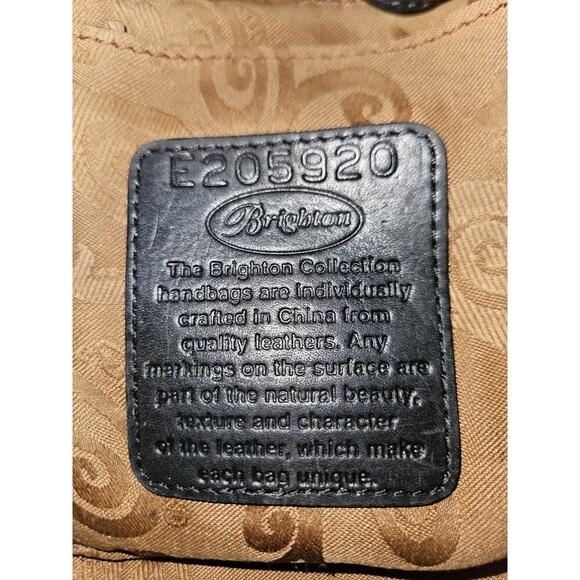 Brighton Black Croco Embossed Leather Satchel Shoulder Handbag 15x8x3 - Picture 11 of 16